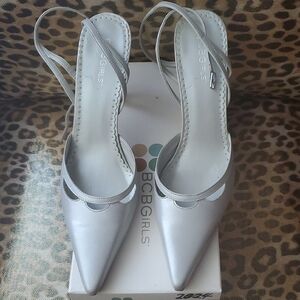 BCBGirls Silver Heels Babydoll Strap, Size 9B